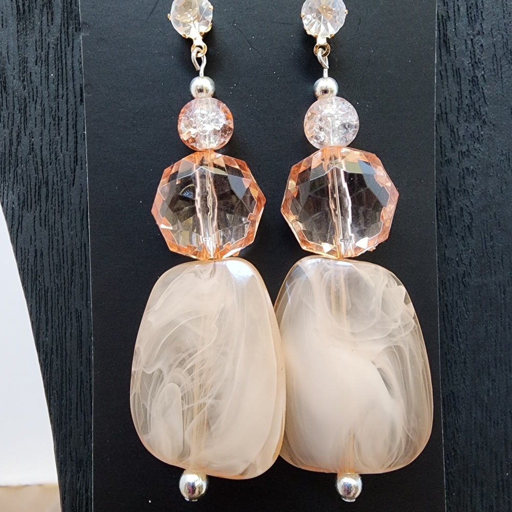 BrazenSoul Elegant Blush Resin & Crystal Drop Earrings